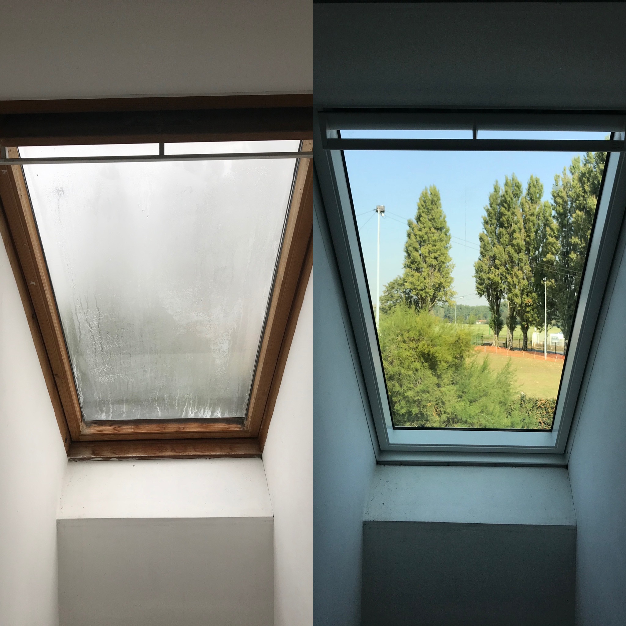 Remplacement d'une ancienne fenêtre de toit par un Velux neuf, avant après, pose De Sousa Home, Hauts-de-France